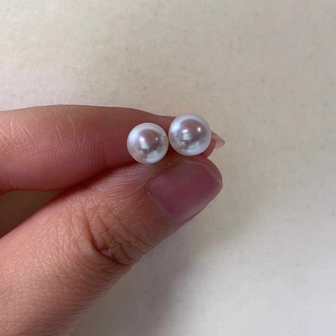 淡水珍珠耳饰18K金镶嵌7-7.5mm