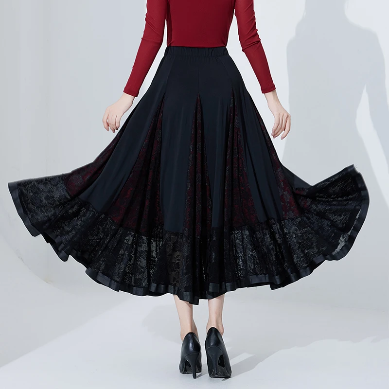 新款华尔兹舞裙摩登舞大摆裙半身裙成人女交谊舞裙时尚秋冬