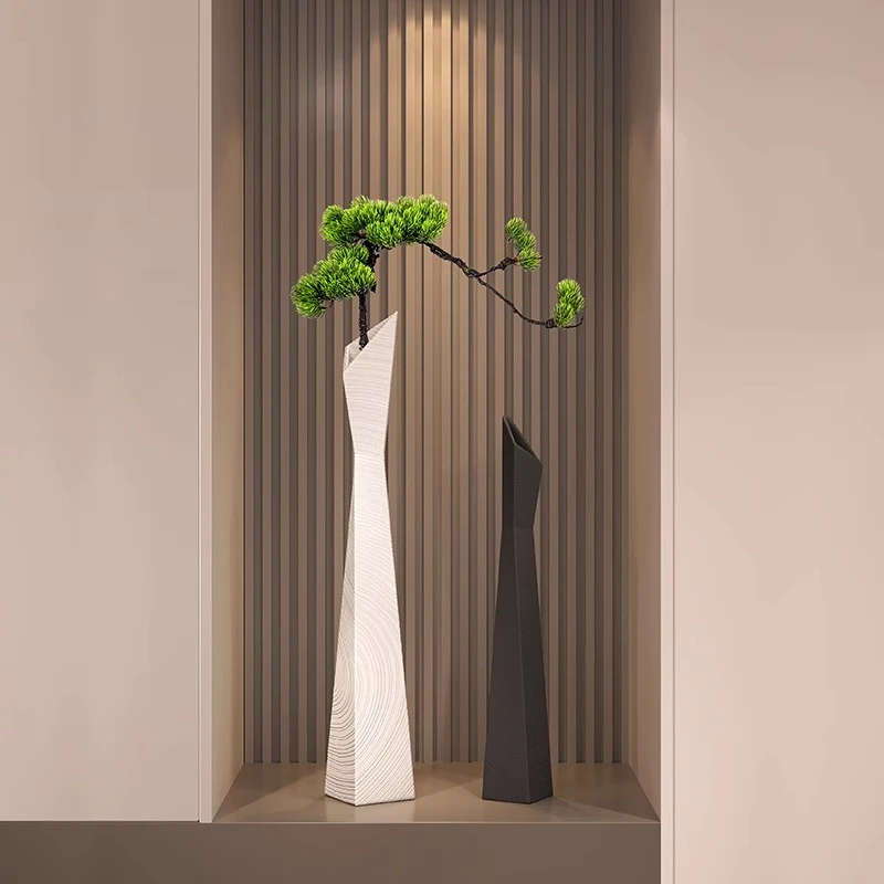 入户玄关装饰摆件绿植花瓶客厅电视柜高细长壁龛高级感家居装饰品