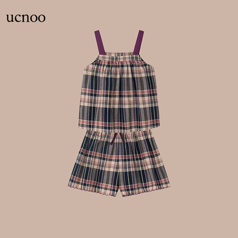 UCNOO/与虫女童吊带短裤套装夏女宝柔软亲肤小童短裤透气舒适