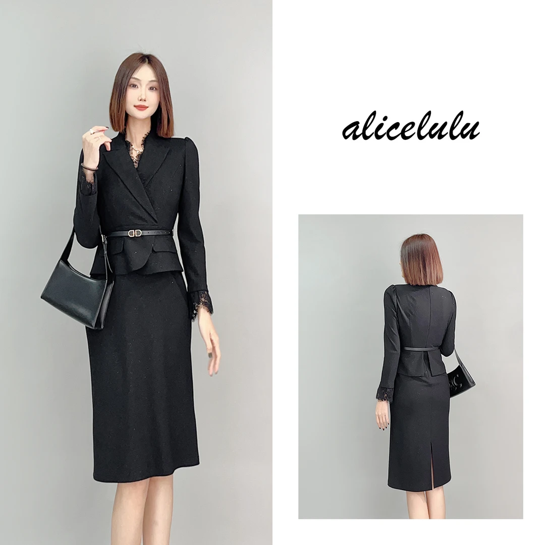 1 ALICE 灿若星辰连衣裙 时髦通勤蕾丝拼接 S2141673W