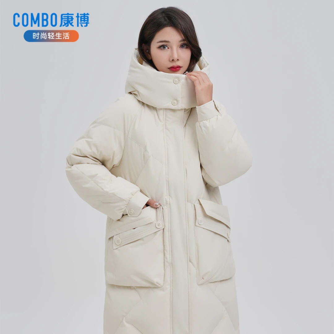 康博长款加厚过膝冬季连帽款羽绒服0368