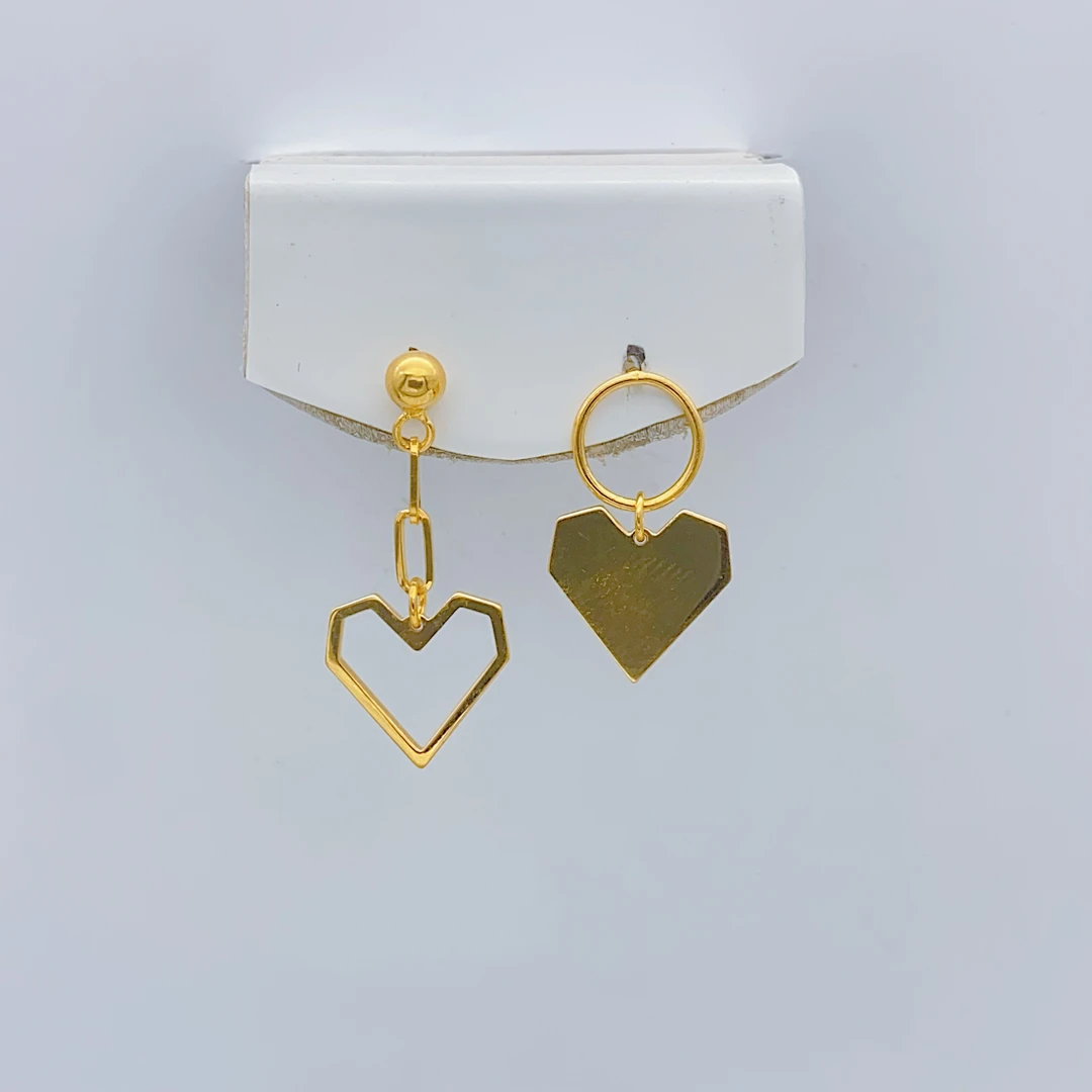 老庙黄金2 足金 精工5G工艺 AB爱心 直针耳钉 3.51克