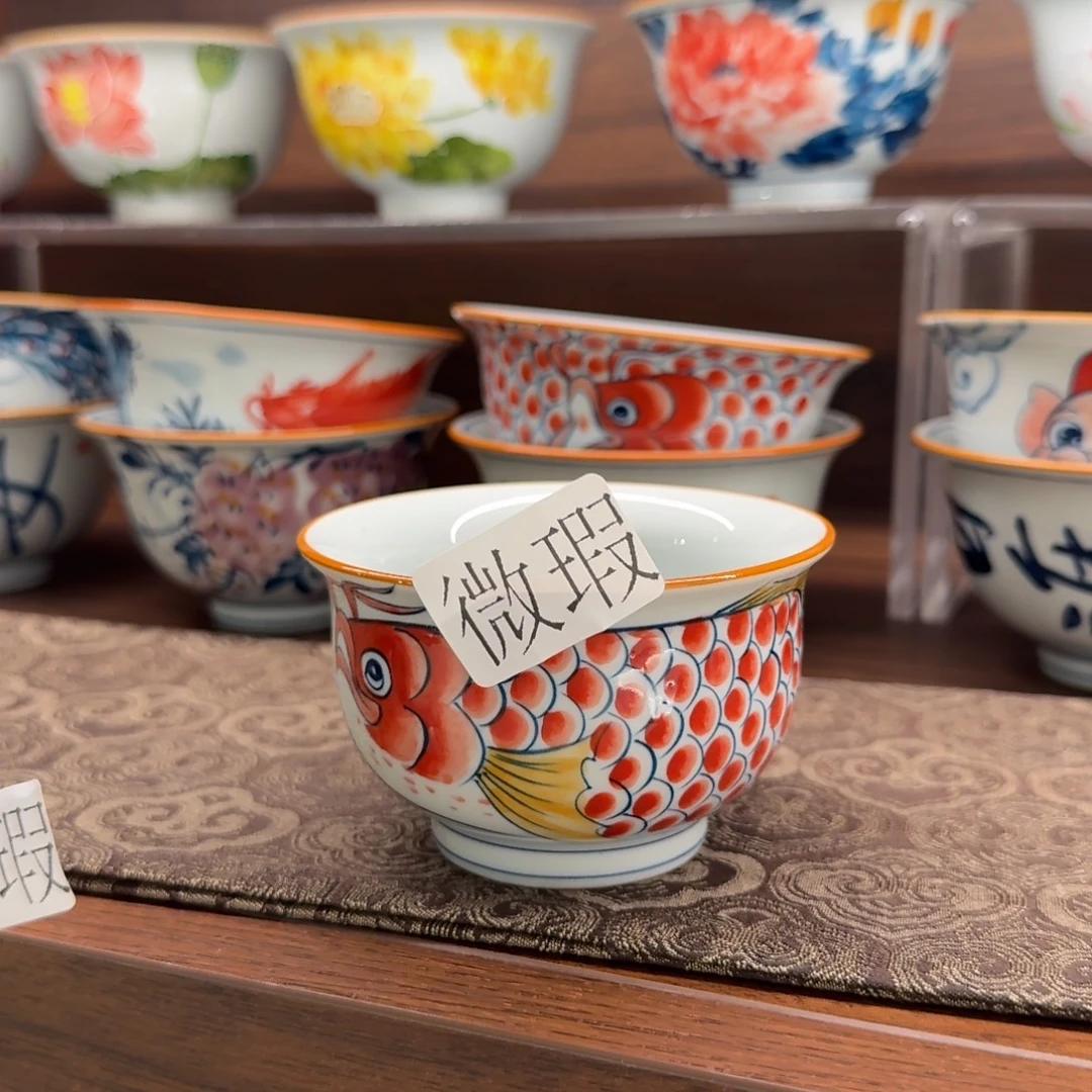 釉下手绘茶具微瑕