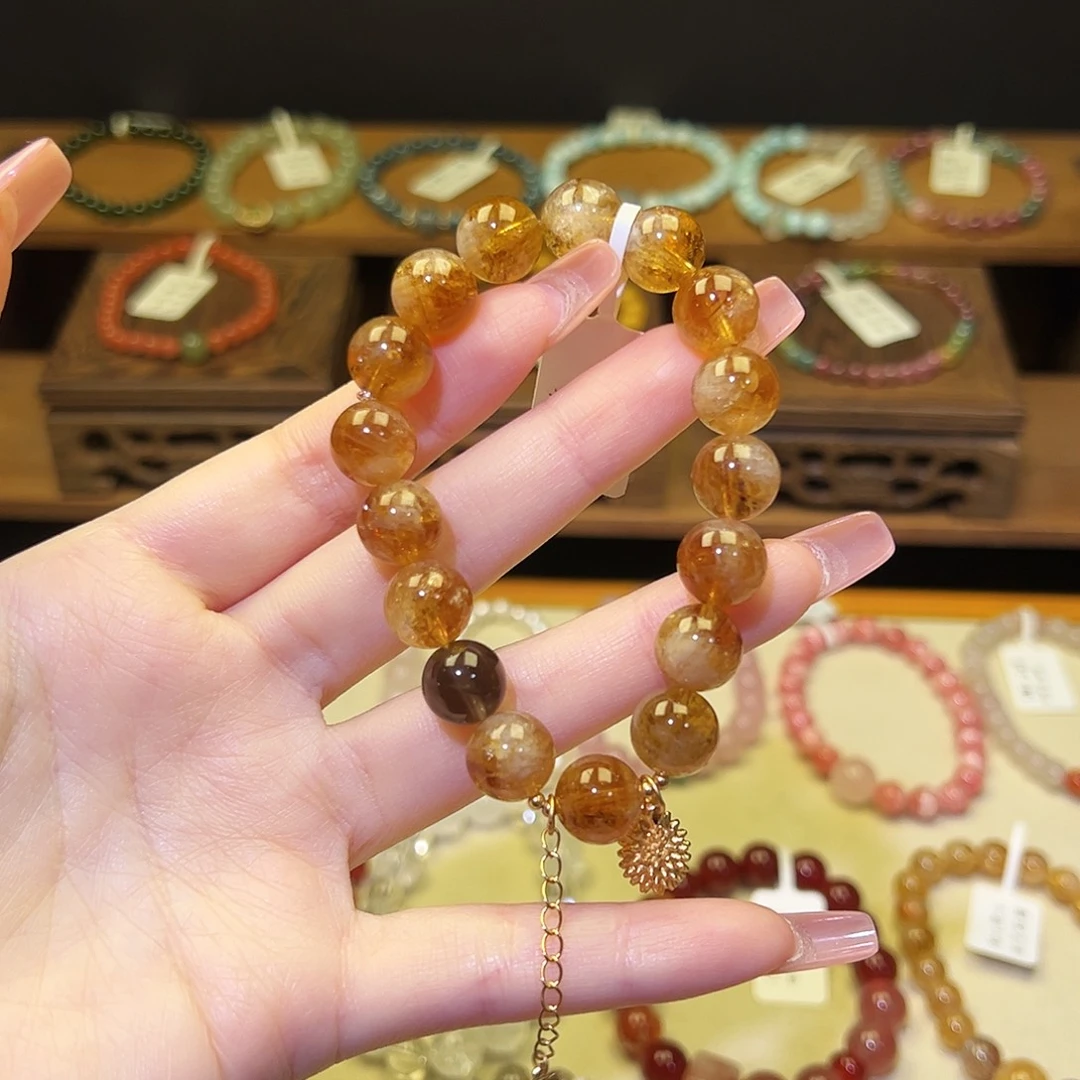 银S925镀金镶嵌水晶手串黄2004