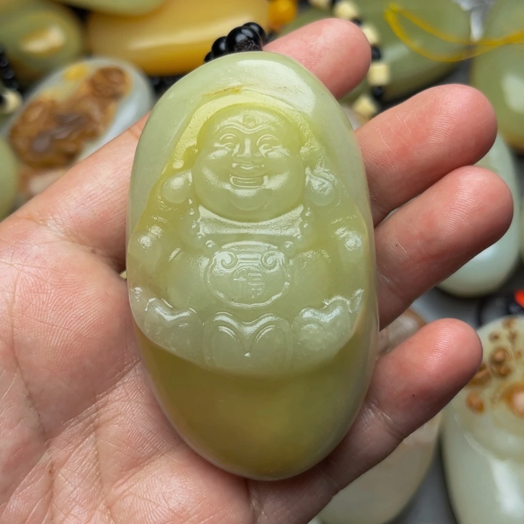 石材方解石手把件佛