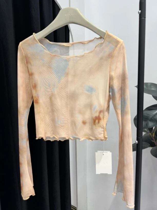 【福利款不退】MADANY美式扎染网纱长袖T恤