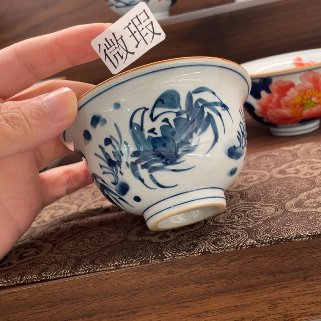 釉下手绘茶具微瑕