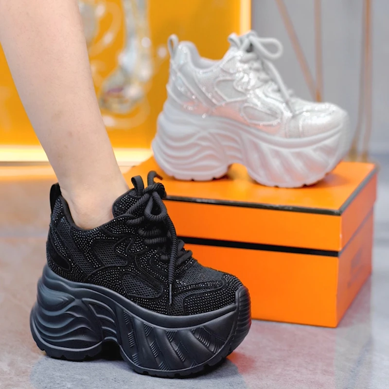 9cm小个子珍珠厚底老爹鞋女2025秋百搭增高休闲运动鞋