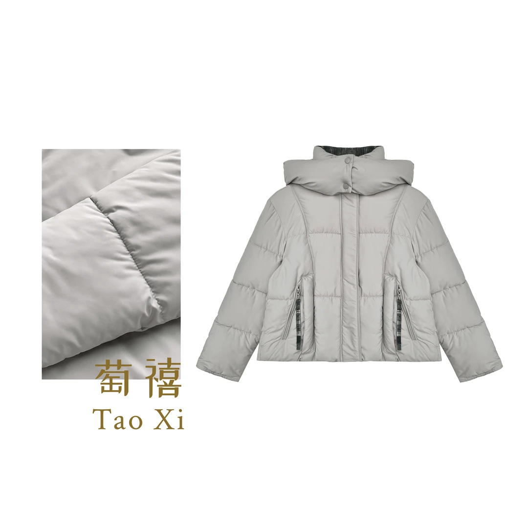 【萄禧】冬季连帽休闲风棉服女款拉链宽松型棉服保暖外套棉服643120