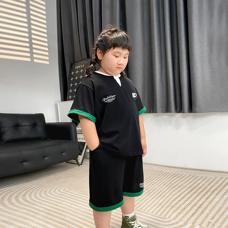 胖孩子大码T恤两件套夏季宽松短袖套装大码透气上衣短裤G2TZ2561