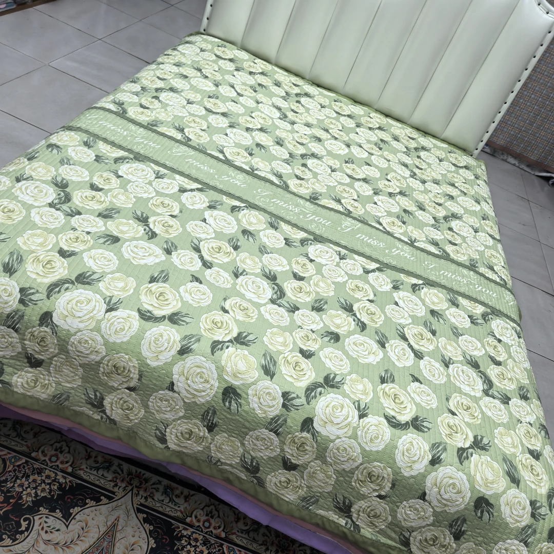 莫小柔宽边床盖《绿色玫瑰》2米✕2.3米