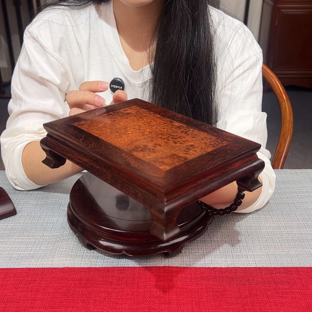 紫檀木类成套家具岸上底座  镶嵌樱木瘤