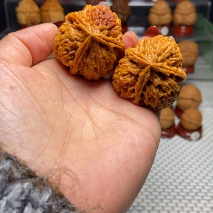 把件文玩核桃21盘龙玉凤三棱