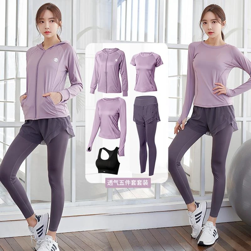 日本瑜伽服运动套装女秋夏季初学者晨跑步专业健身服大码健身房速