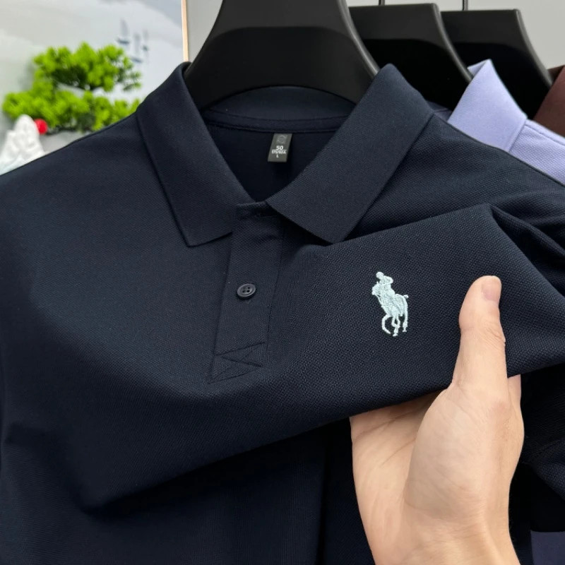 CATIA SELI高端T恤男士短袖POLO衫翻领上衣开叉下摆纯色简约半袖