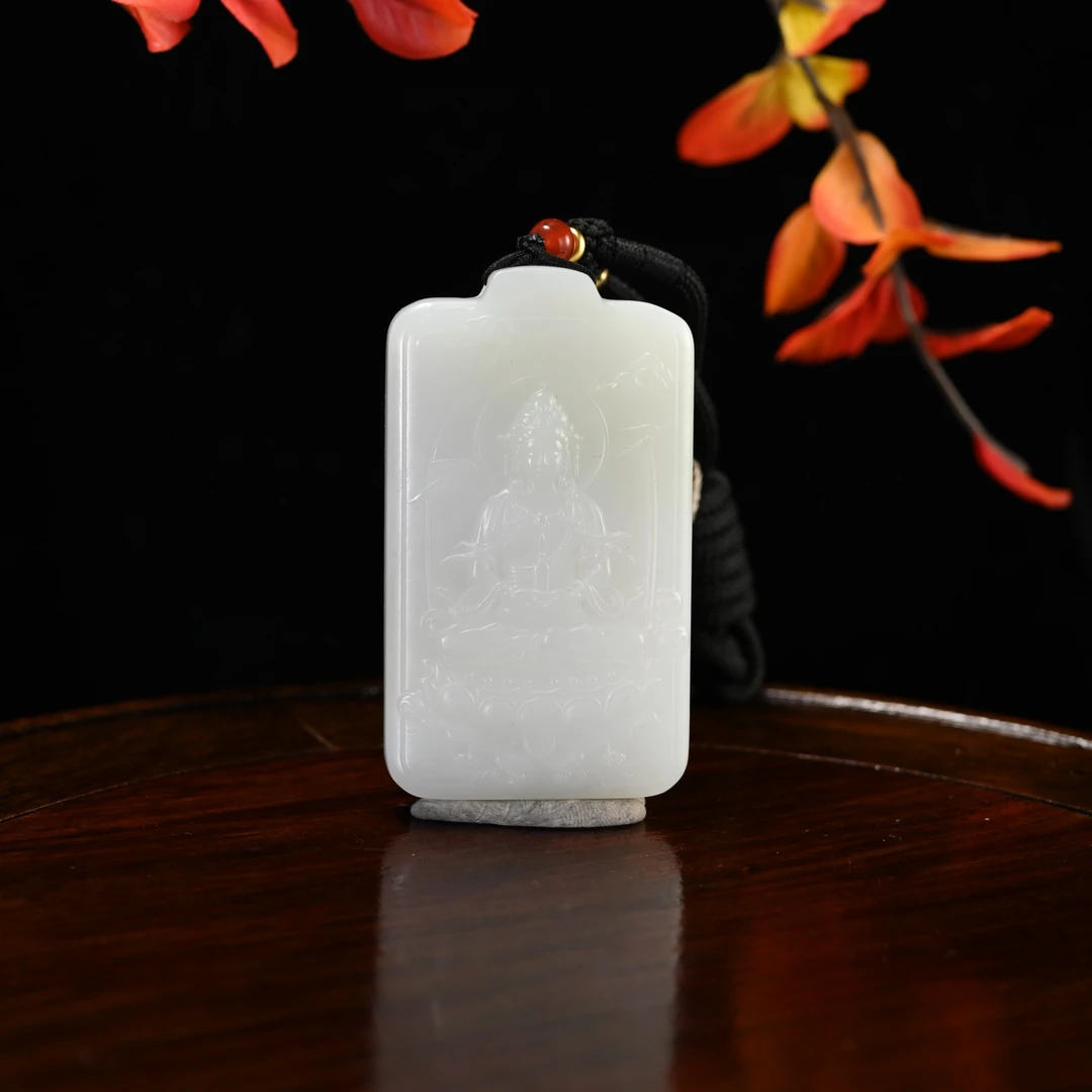 lot8845和田玉观音牌佩/杭拍