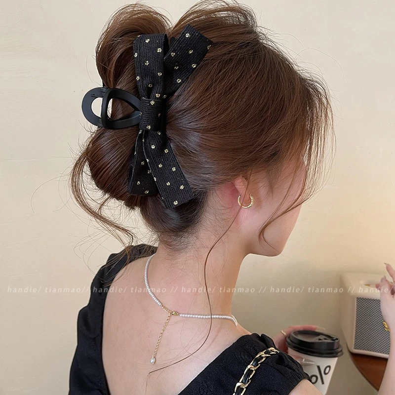 气质磨砂蝴蝶结发夹抓夹女高级感2025新款后脑勺鲨鱼夹发量大头饰