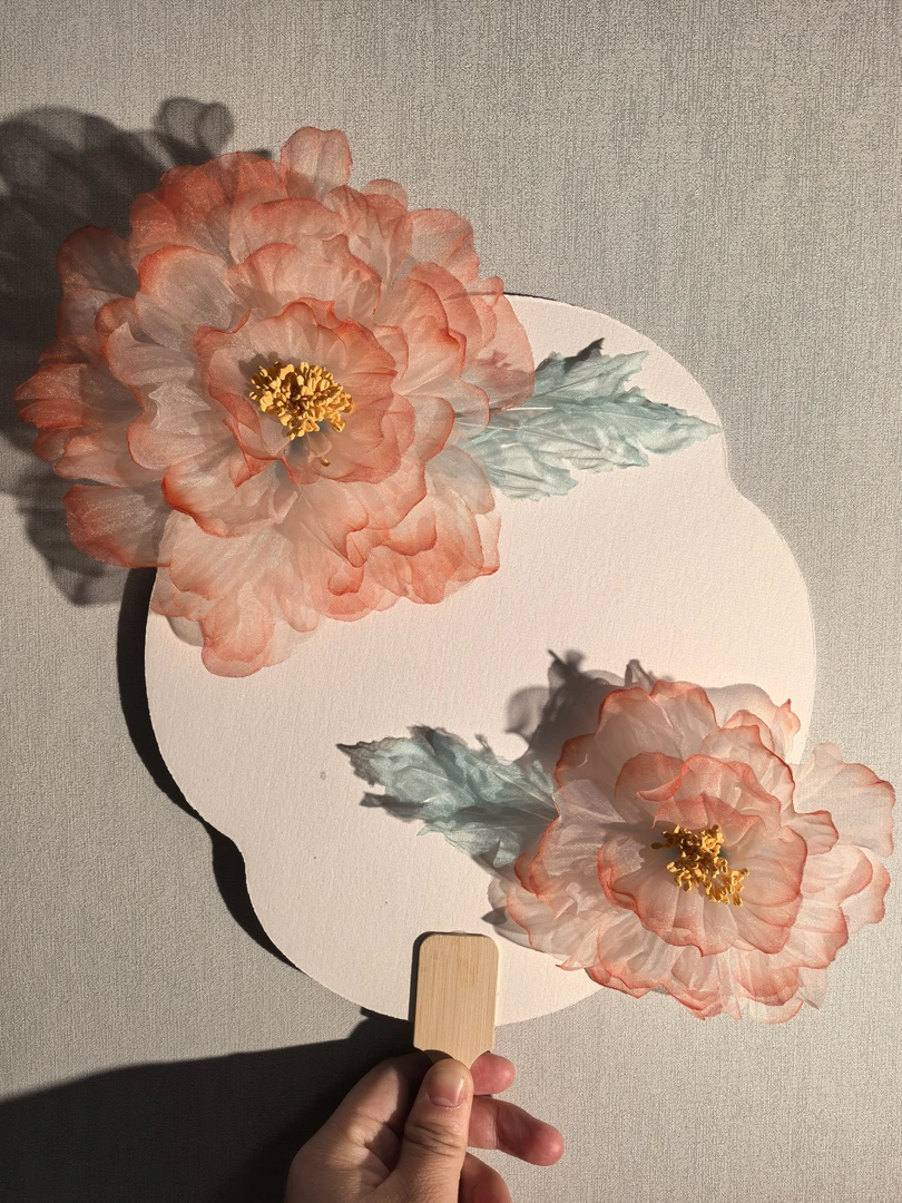 【花想容】牡丹烫花对夹原创古风设计手工制作唐风妆造写真汉服头