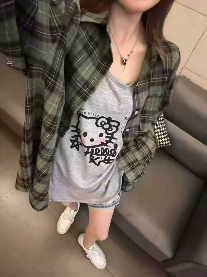 NANA家【韩系格子】长袖休闲套装@9218