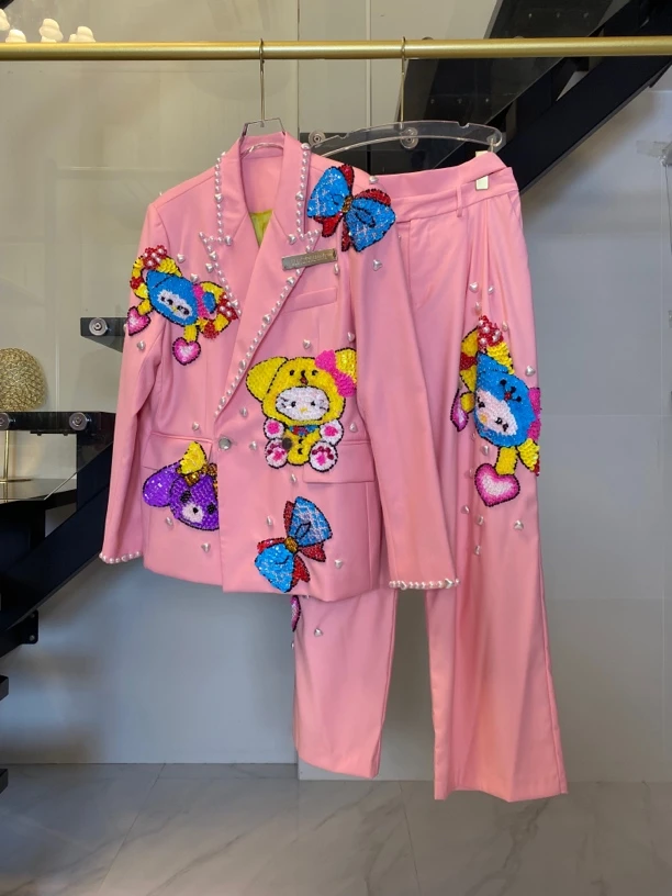 Dada设计款新款重工个性款休闲时尚百搭洋气套装D108