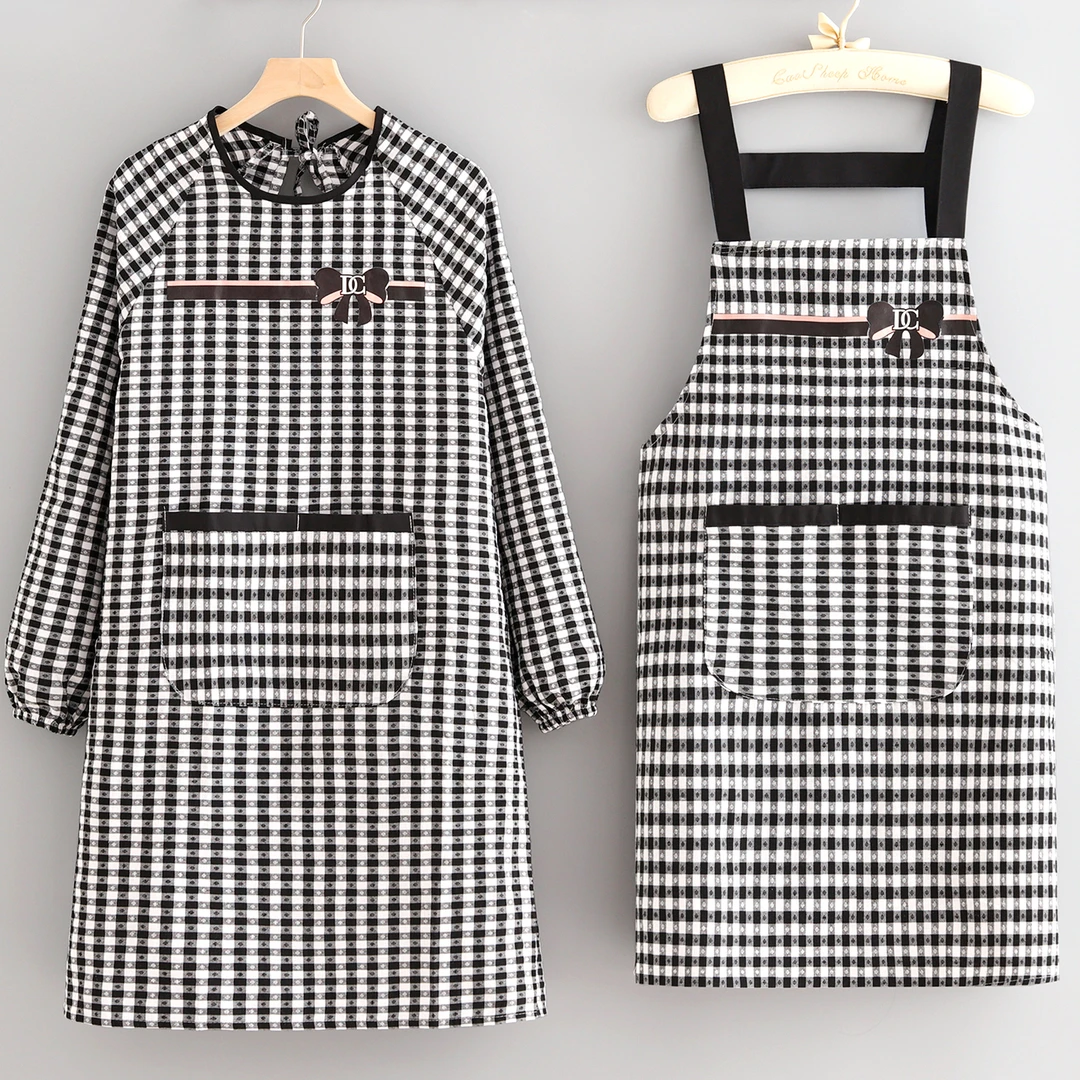 新款洋气棉布围裙透气防污厨房做饭家用餐饮上班防污工作服长袖男