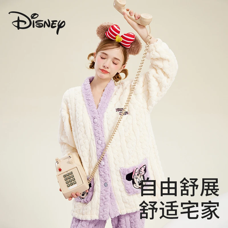 Disney/迪士尼家居服女加绒加厚保暖冬季可爱卡通睡衣
