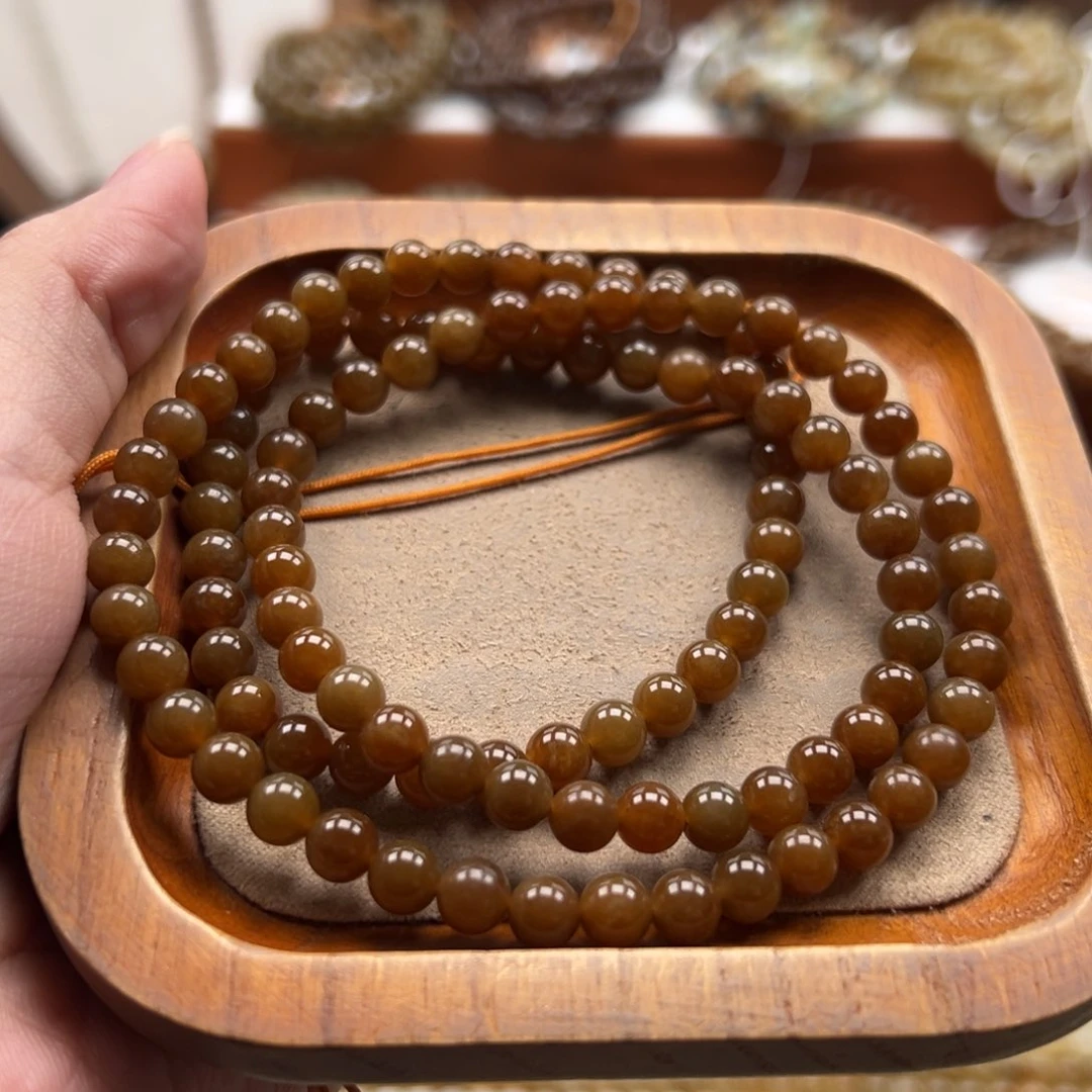 毛衣链未镶嵌和田玉珠串6mm