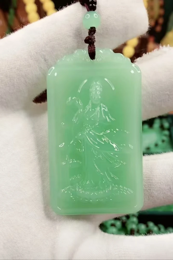 夏季新款    8.浅绿锦鲤观音吊坠经典百搭男女同款