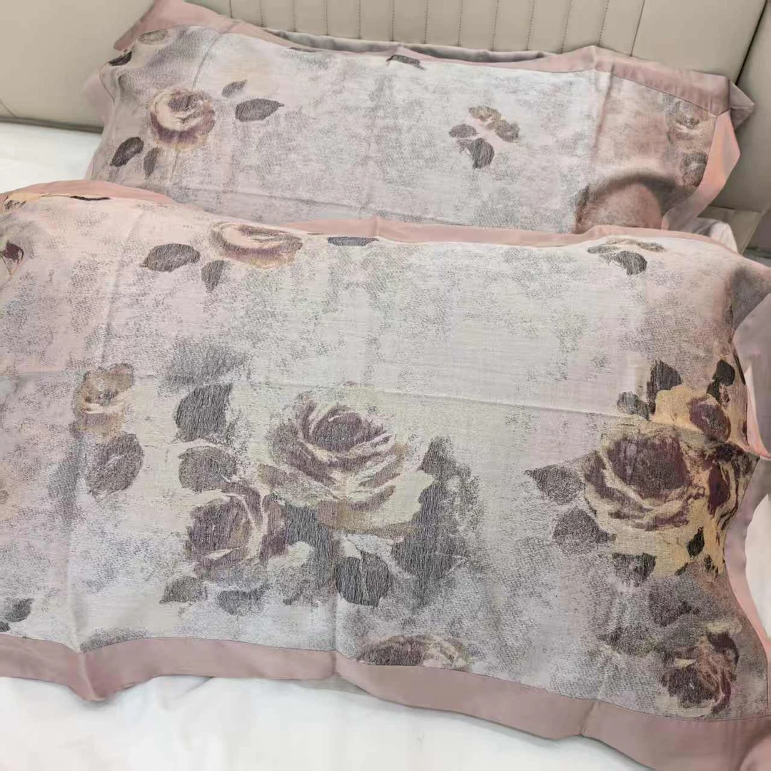 【雅娜粉】48cm*74cm枕套高档舒适亲肤双面加厚天丝棉枕套一对装