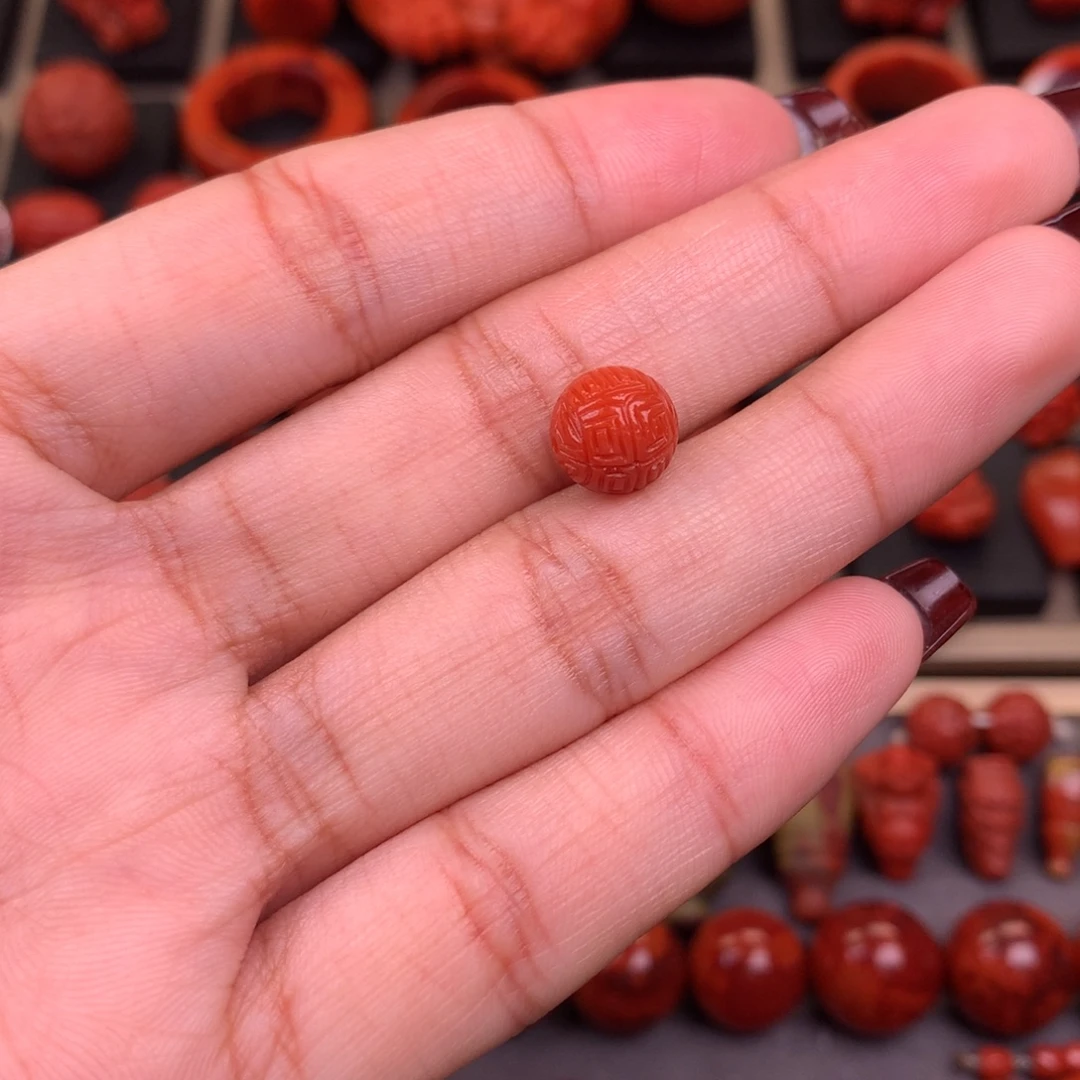 南红玛瑙未镶嵌回纹圆珠9+