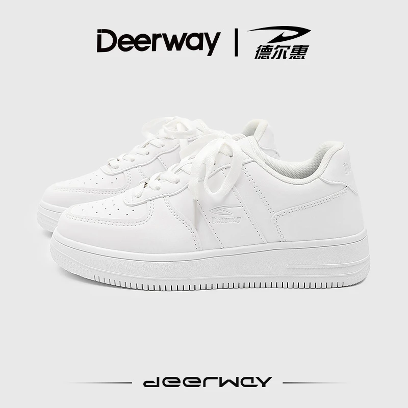 德尔惠女鞋秋季爆款时尚德训鞋2025新款百搭软底小白鞋增高休闲鞋
