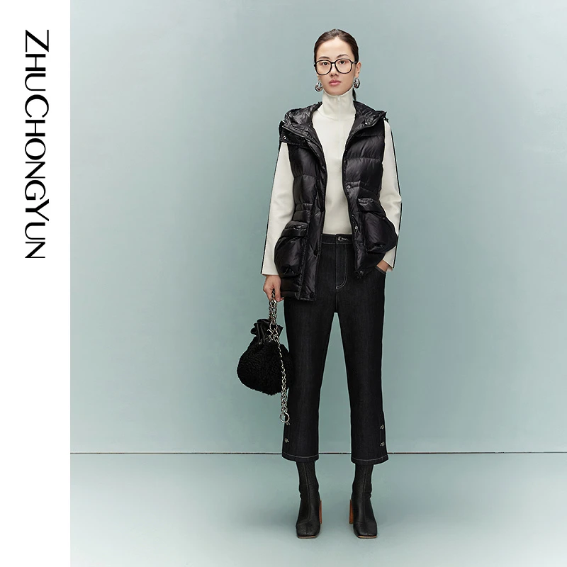 ZHUCHONGYUN羽绒服常规户外暖背单件优雅马甲C1BW3516Y