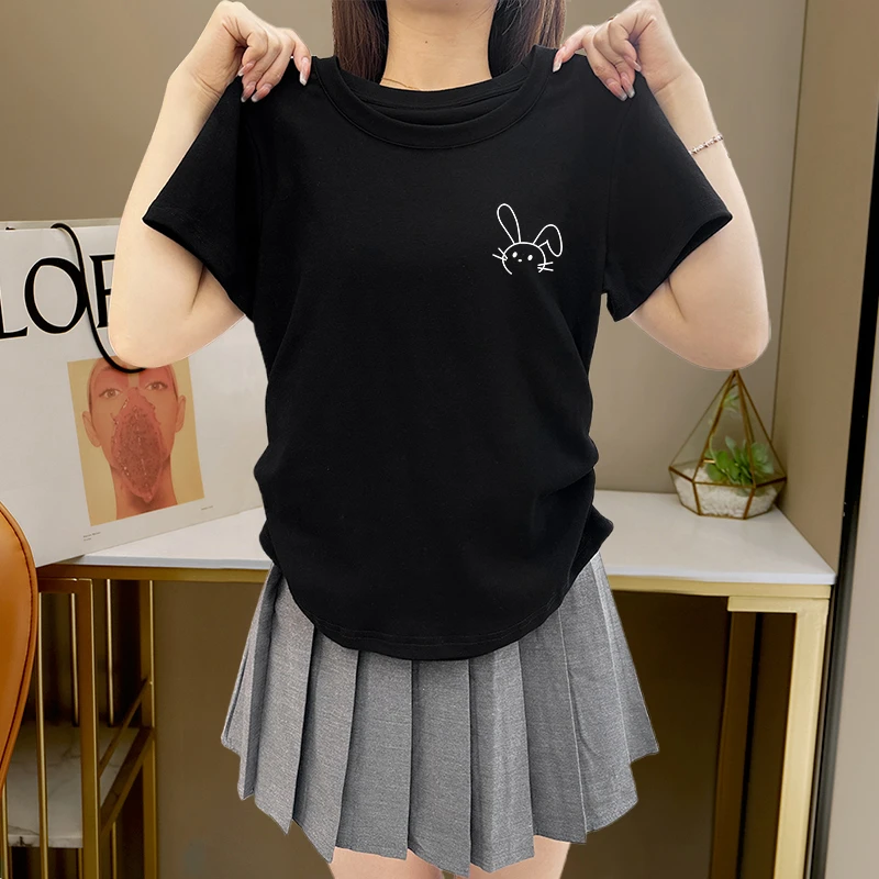 美式正肩爆款短袖t恤女设计感小众夏季甜辣妹褶皱修身短款上衣服