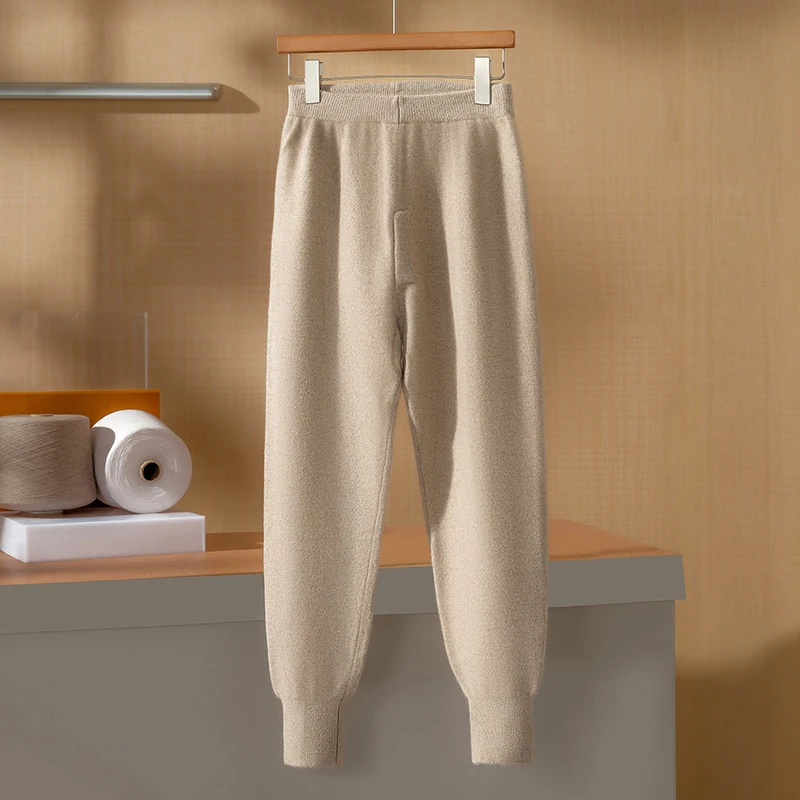 【秋冬上新】男士390克纯山羊绒裤12针平面高腰束脚内穿保暖打底裤