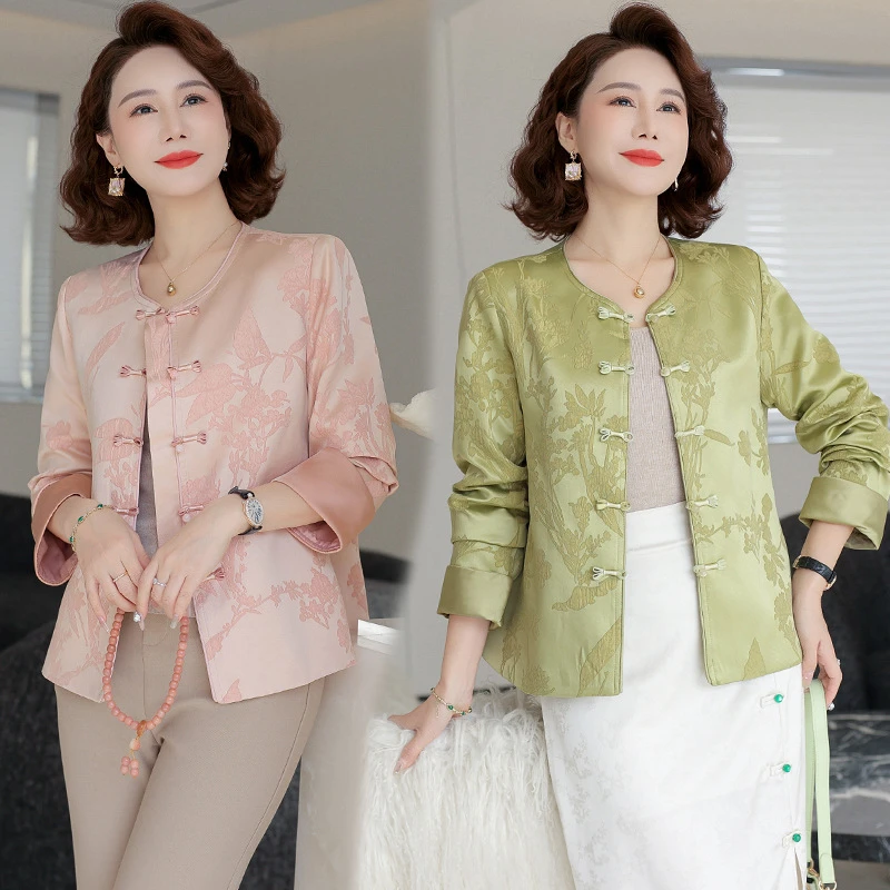 妈妈婆婆新中式外套薄款女国风高级感2025年春季新款复古盘扣上衣
