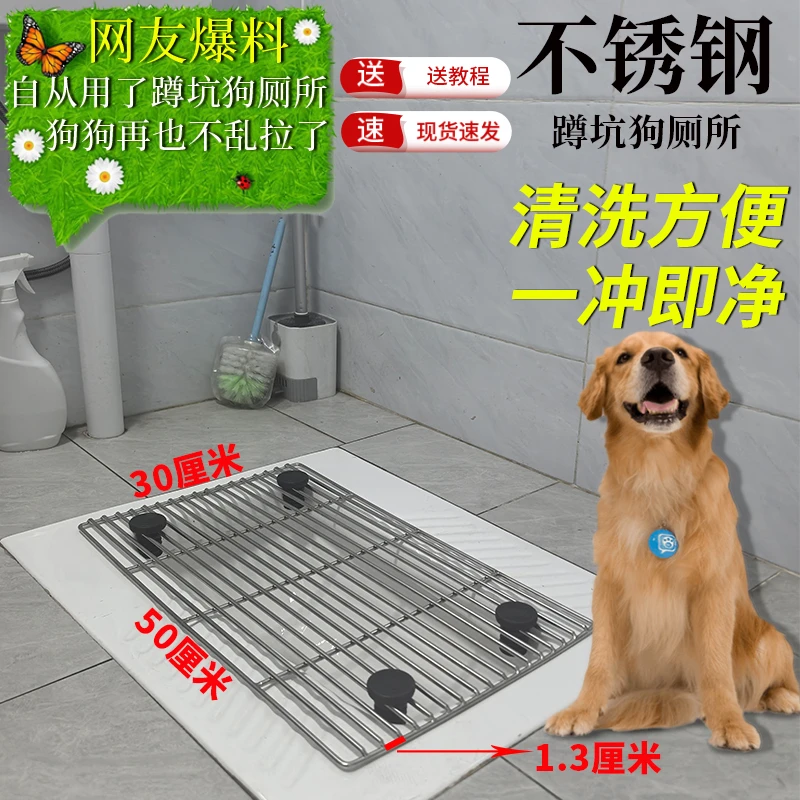 狗厕所蹲坑不锈钢网架狗厕所定点排便防踩屎设计直通下水道狗厕所