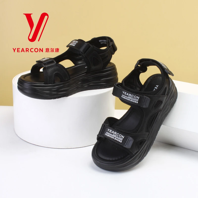 意尔康女鞋舒适时尚休闲百搭夏季真皮软底厚底鞋17551U