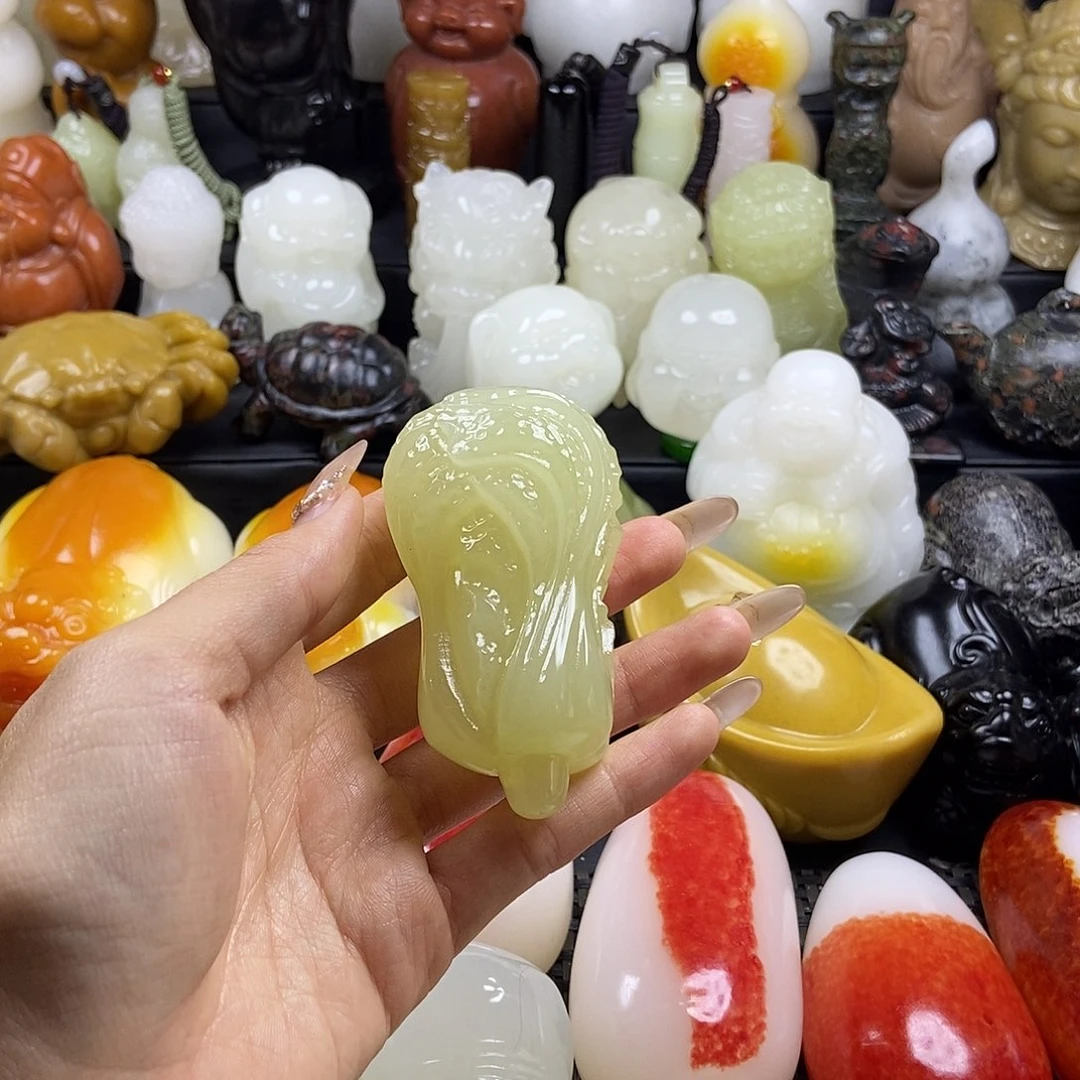 无花朵原石雕刻把件