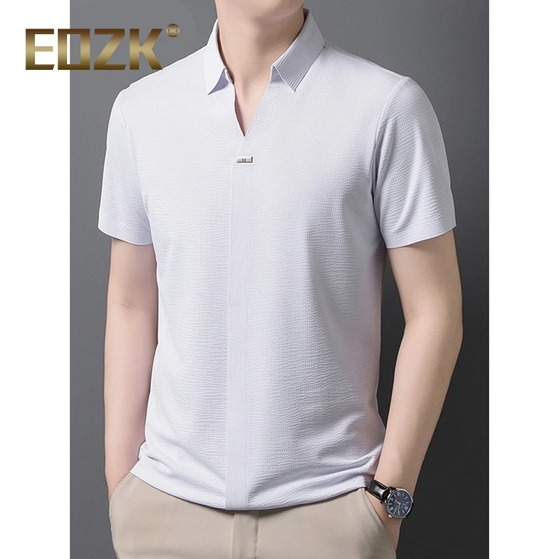 Eozk休闲短袖t恤男士新薄款翻领上衣2025年夏季潮流透气polo衫男