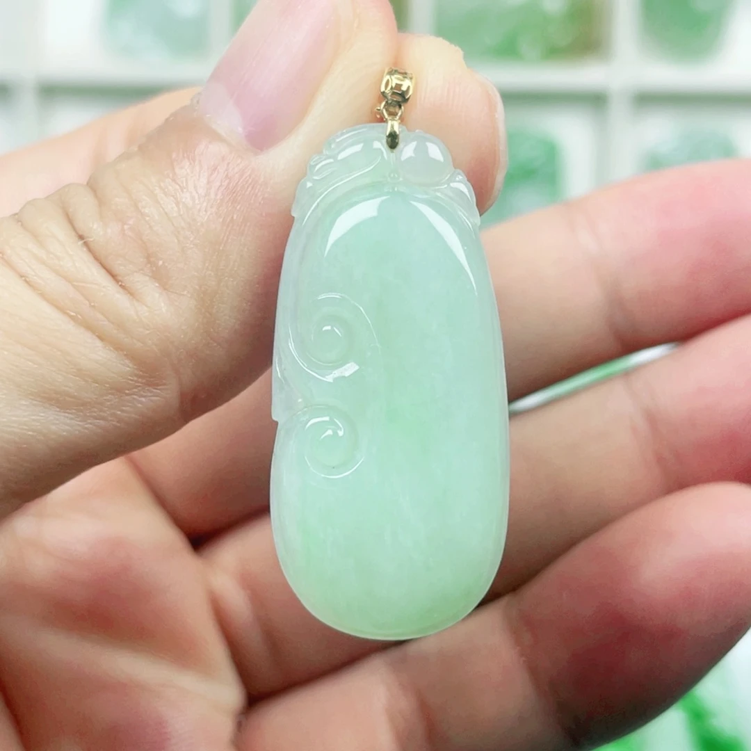 翡翠18K金镶嵌吊坠(不含链)