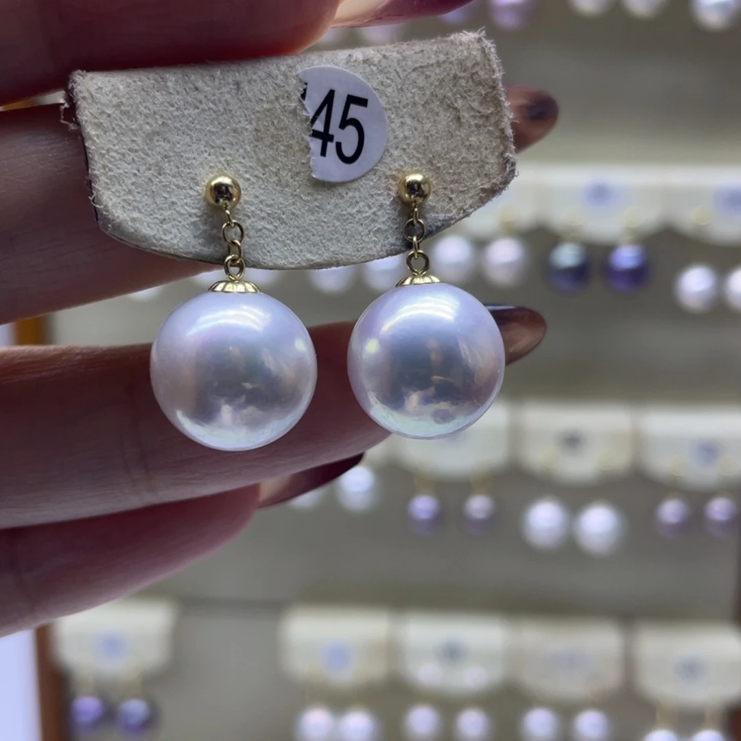 淡水珍珠耳饰18K金镶嵌
