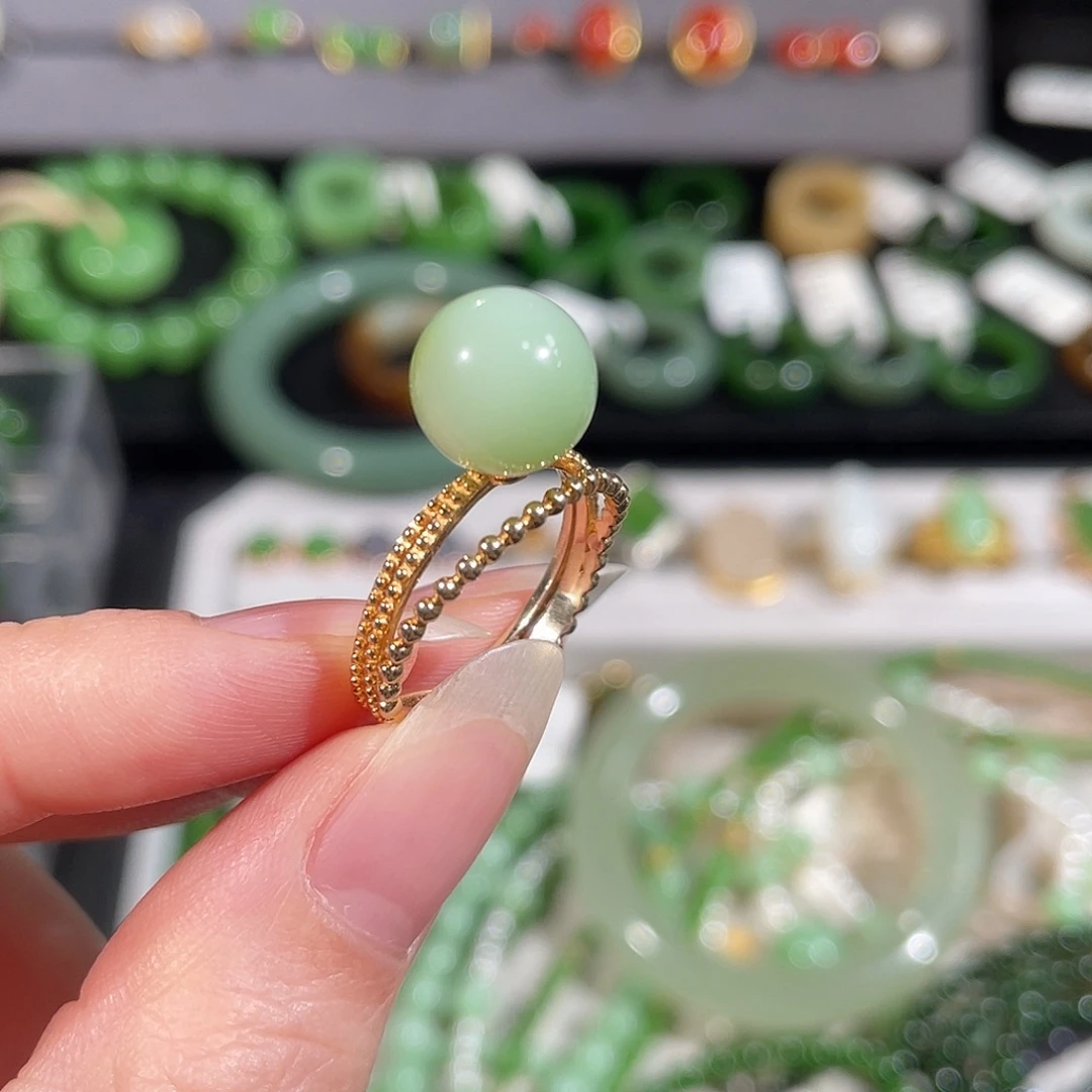 和田玉（碧玉）银S925镶嵌戒指