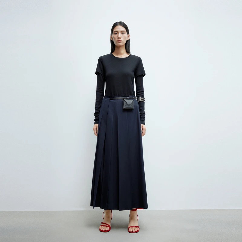 【商场同款】edition2025春季新款配腰包百褶西装半裙#EBE1SKT049