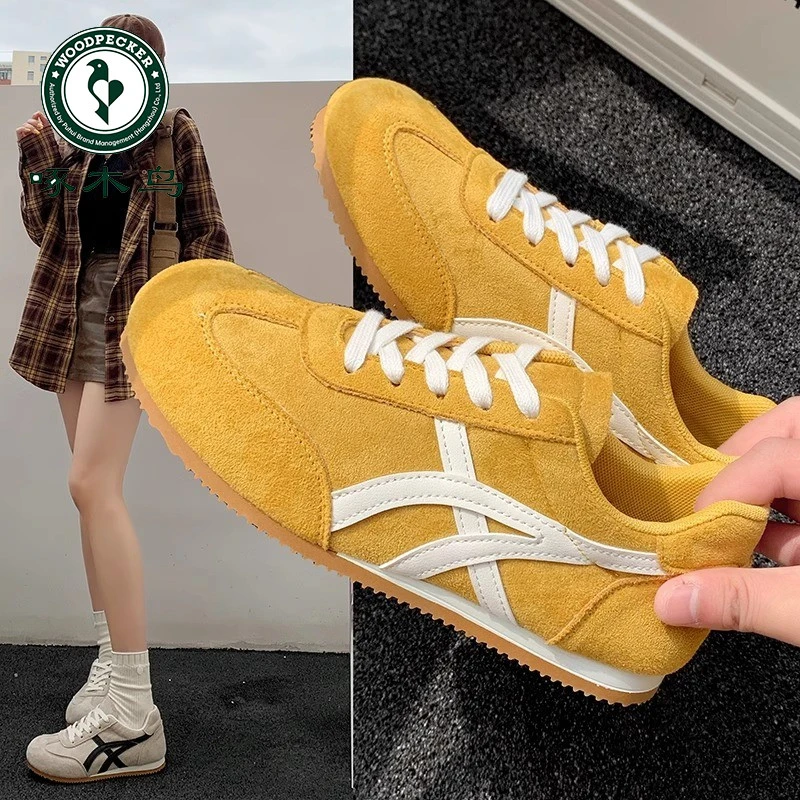 啄木鸟德训鞋女2025春季软底休闲运动鞋超火阿甘鞋复古轻便小白鞋