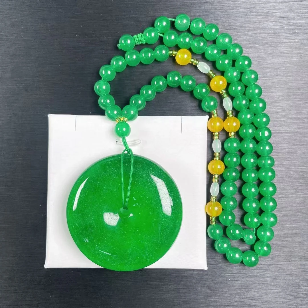 【小杨严选】L115绿大平安扣珠链吊坠妈妈百搭女款