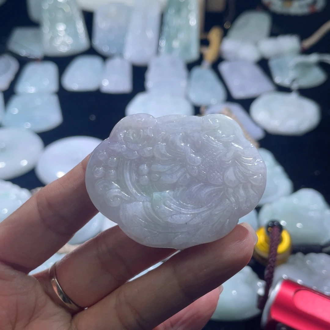 翡翠未镶嵌颈饰花开富贵