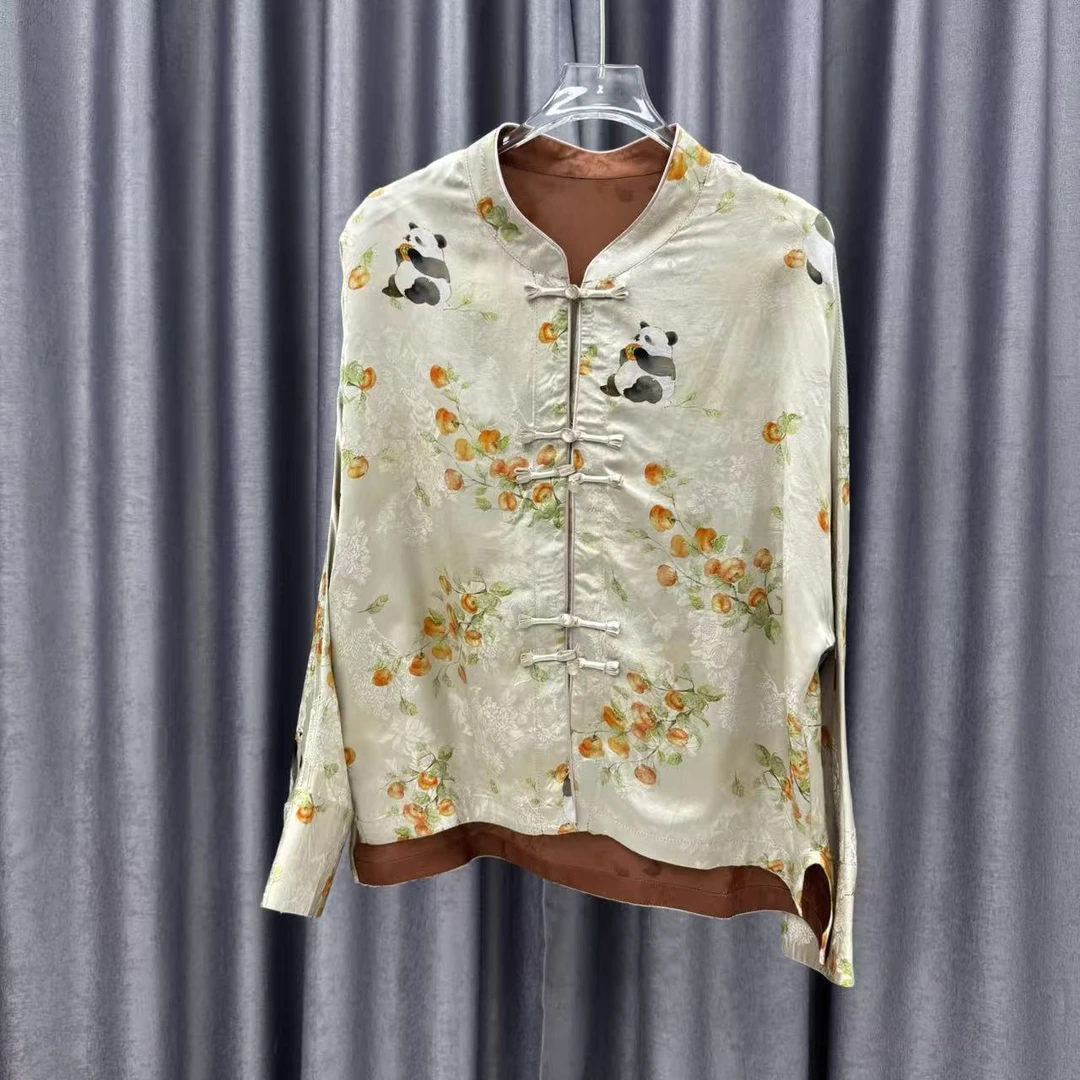 093新中式国风时尚熊猫提花重磅高级感外套上衣