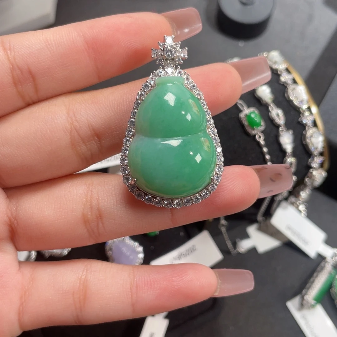 翡翠银S925镶嵌挂件