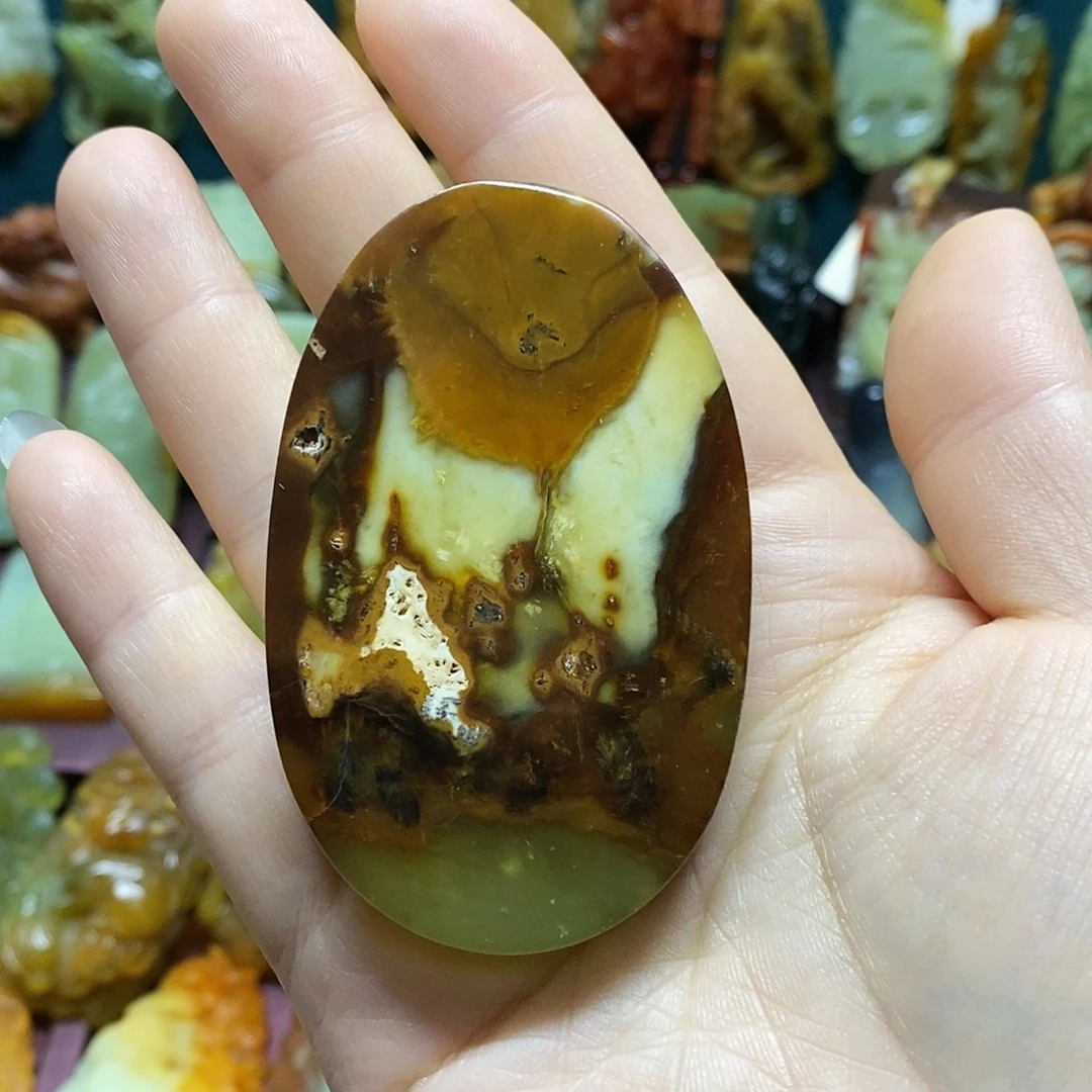 岫玉未镶嵌吊坠(赠链)挂件手把件两用